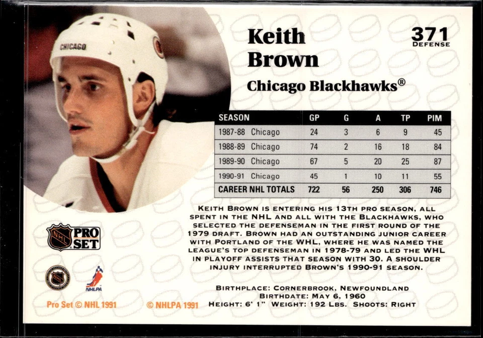 1991-92 Pro Set French #371 Keith Brown - Image 2 of 2