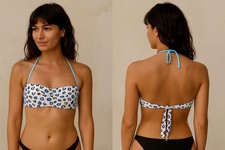 Golden Point Top Mare Donna Bianco Azzurro L Bikini Set Reggiseno Bandeau Fascia