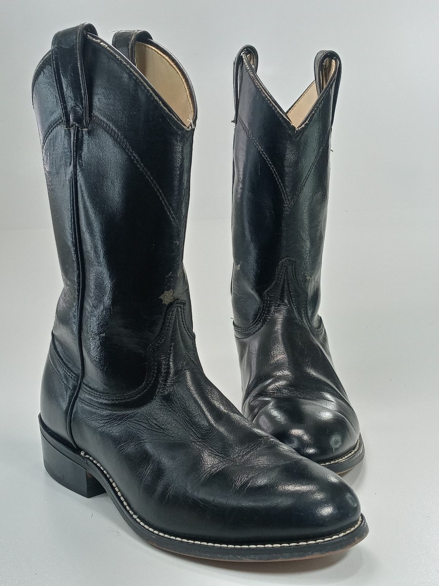 Vintage Laredo Women's Black Leather Roper Western Cowboy Boots
