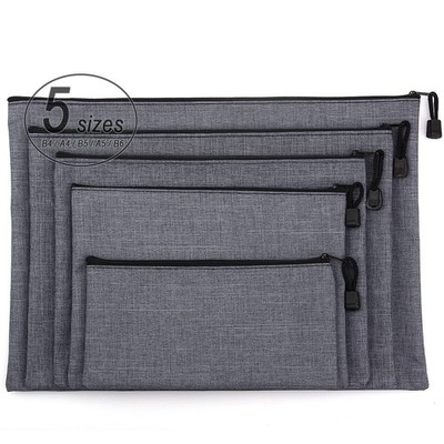 5 Pack Canvas Zipper Tool Bag Set - 5 Sizes B4 A4 B5 A5 B6, Heavy Duty Waterp...