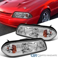 Fits 1987-1993 Ford Mustang Replacement 1PC Style Headlights Corner Lamps 87-93