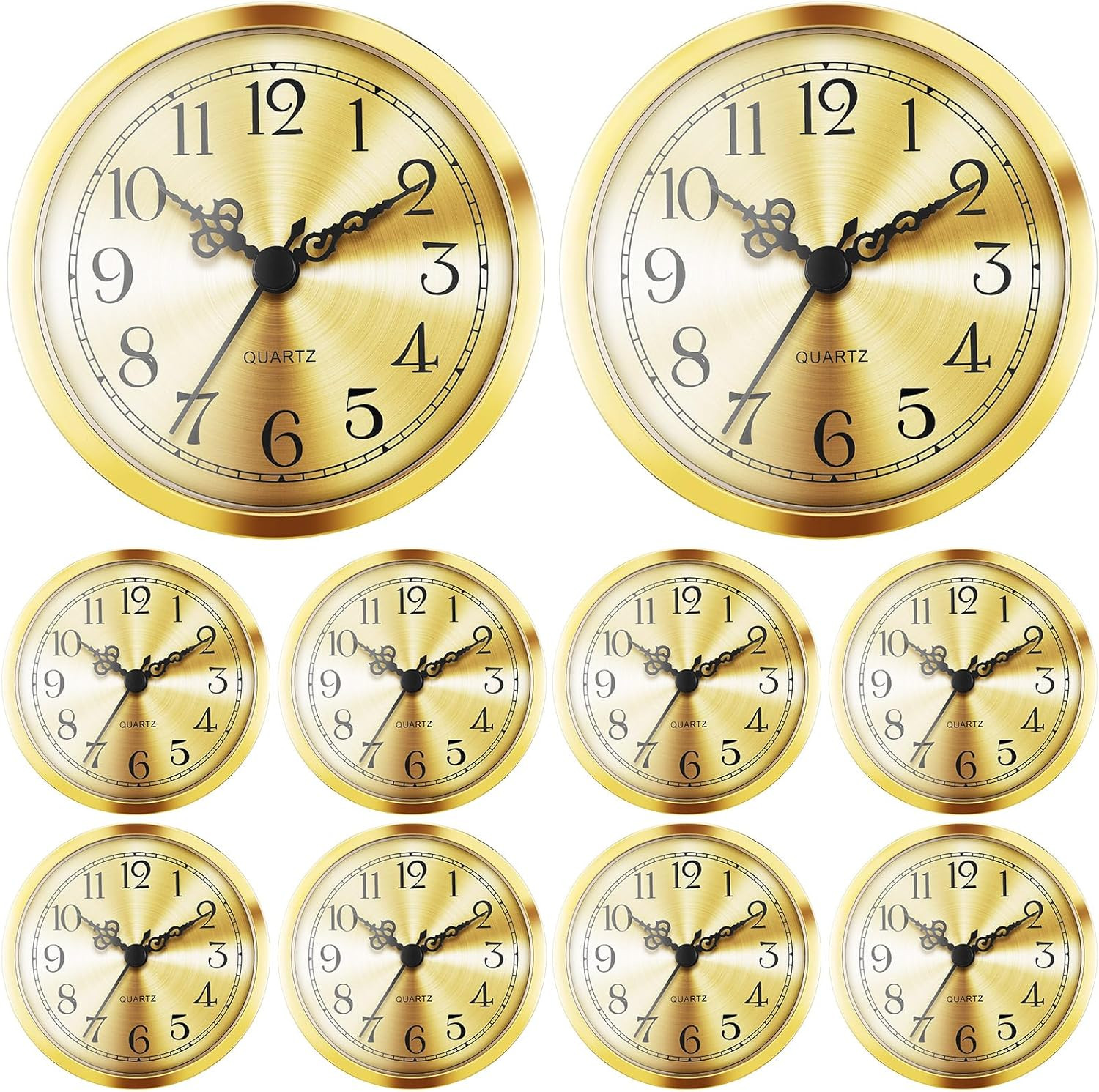 10 Pack 3-1/2 Inch (90 Mm) Quartz Clock Insert Fit up Movement Miniature Clock w
