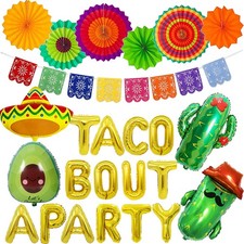 26 Pcs Taco Bout a Party Decoration, Fiesta Party Decorations Include Fans Fi...
