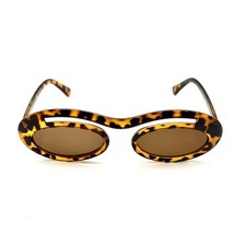 Tortoiseshell Oval Sunglasses Modern Style Wavy Brow UV Protection Retro Fashion