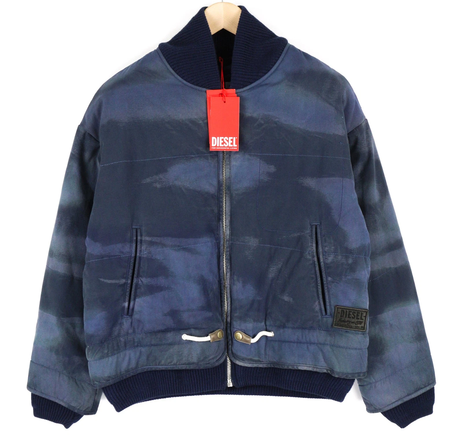 DIESEL Men Jacket W-Spleak-A S Blue Washed Oversized Bomber Insulated RRP325 image 2