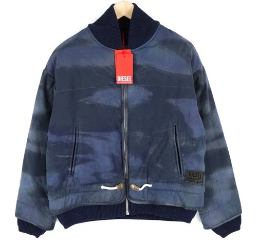 DIESEL Men Jacket W-Spleak-A S Blue Washed Oversized Bomber Insulated RRP325 image 2