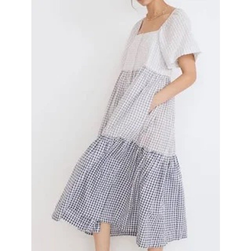 Madewell Patchwork Gingham Cottage Oversized Midi… - image 2