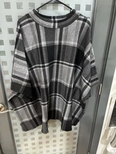Joan Rivers Black Gray Multi Ladies Poncho Sweater - Size 2X