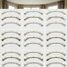 28mm Bay Window Curtain Pole 3 Sided Eyelet Rod Rail Set with Passing Brackets