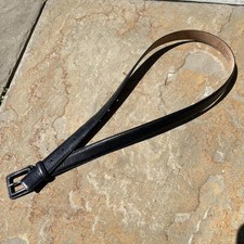 Vintage Italian 80s Black Leather Belt Made in Italy