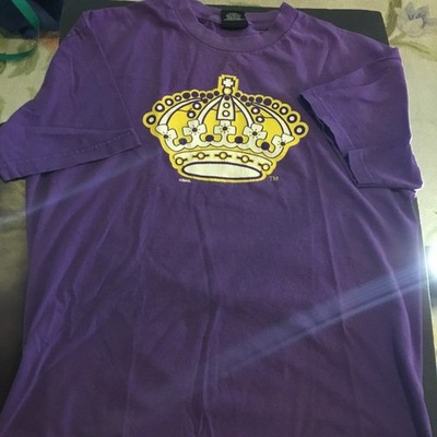 Retro Los Angeles Kings Hockey Team Purple Sz L Antigua Crown Logo T-shirt