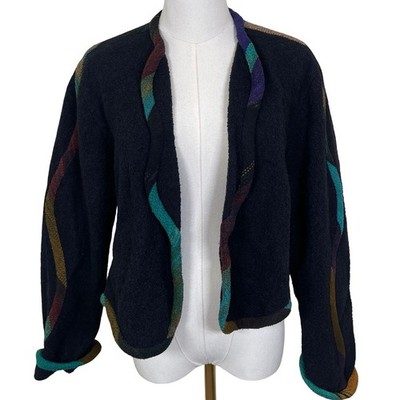 Vintage Candiss Cole Bolero Jacket Women P Black Handwoven Art To Wear Southwest