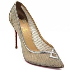 Christian Louboutin Gold Mesh Pointed Toe Heels EU 39.5 Red Sole Pumps