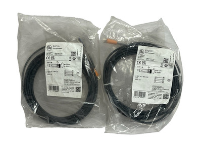 Lot of 2 ifm electronic EVC151 M12 Connection Cable 4-Pin 2m Black