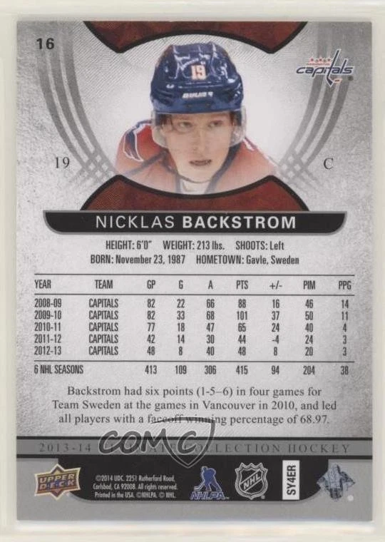 2013-14 Ultimate Collection /499 Nicklas Backstrom #16 - Image 2 of 2