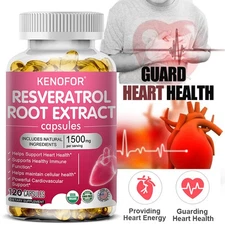 Resveratrol 1500mg Anti-Aging Heart Health Antioxidant Supp Boosts Metabolism