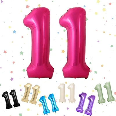 Ballons Anniversaire 11 Rose Chaud, Foil Ballon Numéro Chiffre 11, 101cm Rose... - Photo 1/4