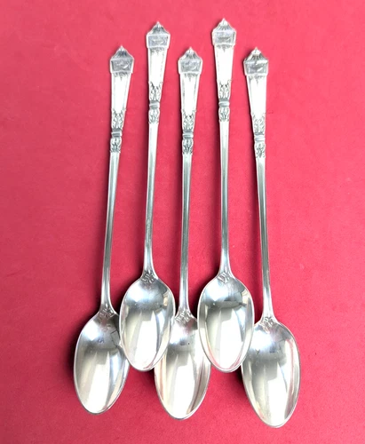 5 Gorham Lansdowne 1917  Sterling Silver Iced Tea Spoons  8 1/8" No Monograms
