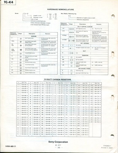 Sony TC-K4 Stereo Cassette Deck Service Manual - Bild 2 von 2
