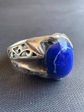 Vintage 925 Sterling Silver Ring Lapis Lazuli Ring Handcrafted Ring Size 10 US