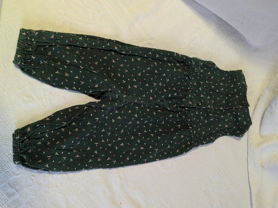 Mono de Pana Verde Cherokee Niñas De Colección Flores Rosa Brotes 18 Meses Foto 4 de 4