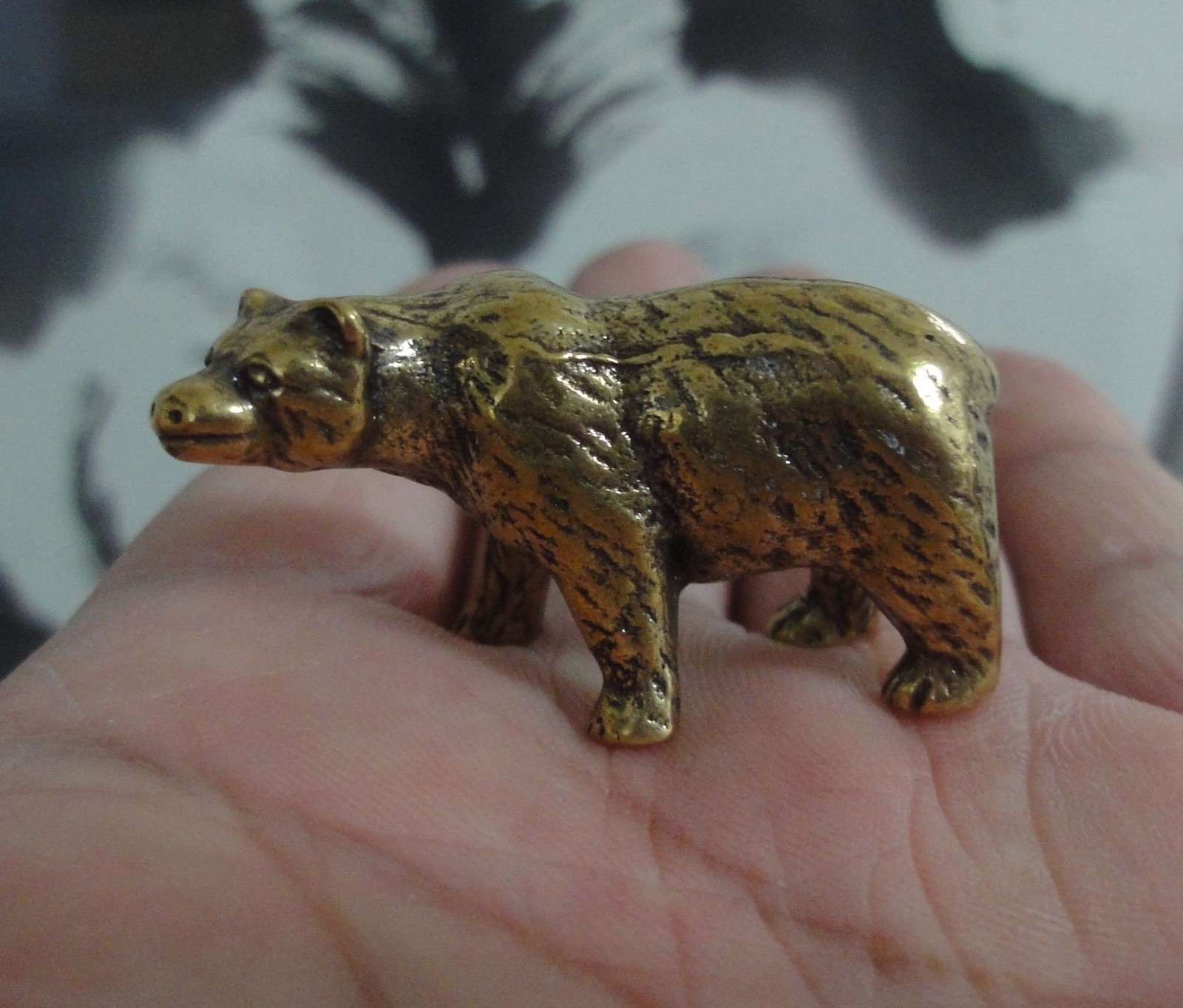 Vintage Style Solid Brass Strong Bear Figurine Animal Statue for Home Decor