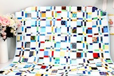 New Handmade Baby Boy Quilt  Disappearing 4 Patch