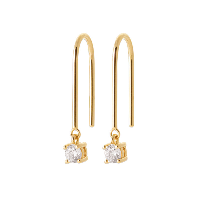 Boucles d'oreilles pendantes plaqué or 18 carats et oxyde de zirconium pendantes femme chic