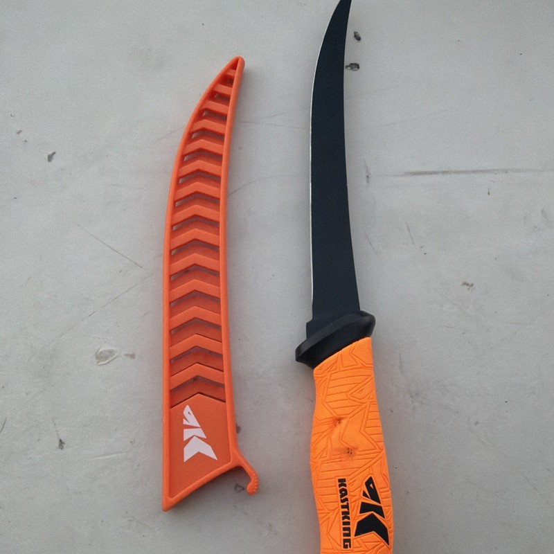 Kastking Mad Bite 9 Inch Steaking Knife Orange Plastic Handle