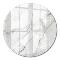 Glasuhr Runde Glas-Wanduhr Aus GehäRtetem Glas Marmor WeißE Zeiger Fi30 Cm