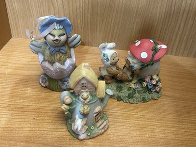 3 Small Easter Figurines Resin And Ceramic Vintagr
