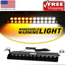 Amberwhite 12 Led Windshield Dash Strobe Light Car Bar Truck Warning Lamp