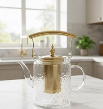 Luxury Glass Teapot High Borosilicate Tea Kettle with Diffuser 1.5L Herbal Tea