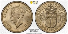 British Rhodesia, 1952 George VII Half Crown. PCGS MS 63. 2.800.000 Mintage.