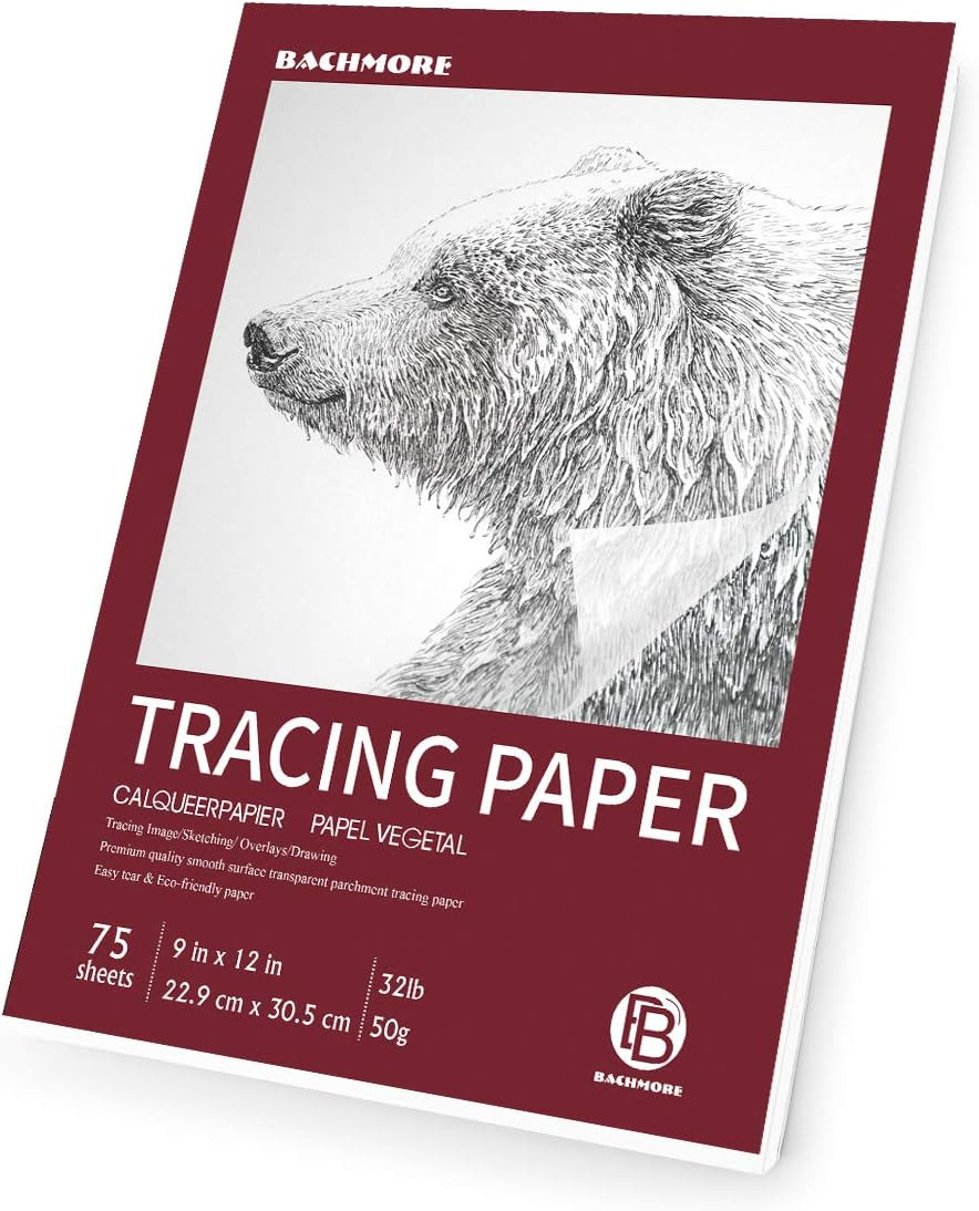Bachmore 9”x12” Artist’s Tracing Paper Pad, 75 Sheets – Translucent Tracing Pape
