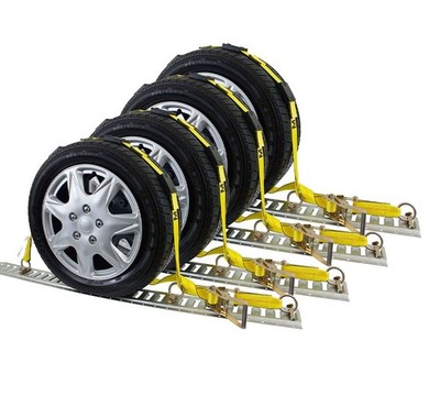(4 Pack) Over the Tire Wheel Strap w/ E-Track Fittings 2'' x 10', WLL 3333 Lbs
