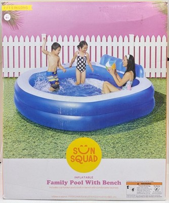 SUN SQUAD Family Pool with Bench 7FT. 5IN L x6FT.11IN W/27IN H (Plastic)