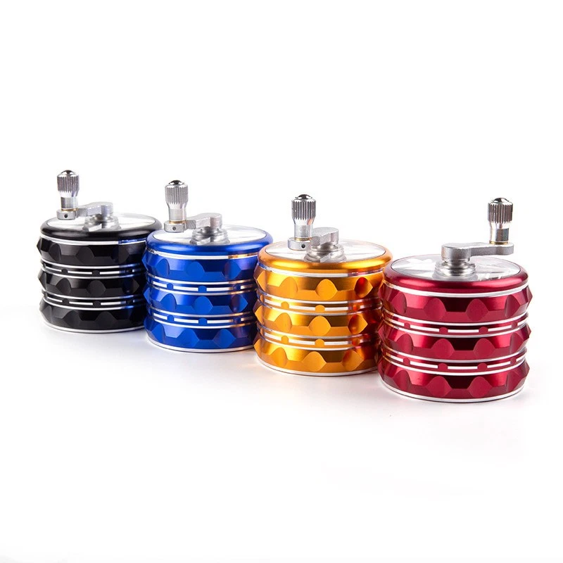 2.5" 4 Piece Spice Crusher Hand Crank Aluminum Grinder Kitchen Herb Crusher