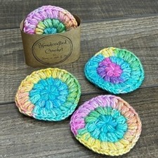 Handcrafted Crochet Face Round Makeup Remover Scrubbies Set Cotton Yarn