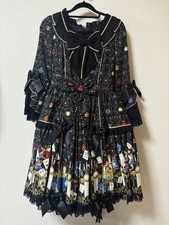 Preview of Angelic Pretty Black Long Sleeve Lolita Dress with Choker Excellent Condition Ja