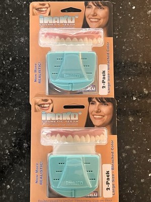 Imako Premium Cosmetic Teeth - 2x2 Pack - Large, Bleached  White - Upper Veneers