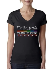 We The People Means Everyone Lesbian Gay Pride Womens Junior Fit V-Neck Tee