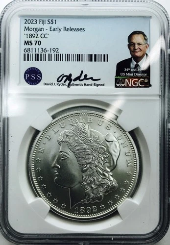 2023 FIJI MORGAN DOLLAR! 1892 CC! NGC MS70! EARLY RELEASE! OUTRAGEOUS! NR #P1962
