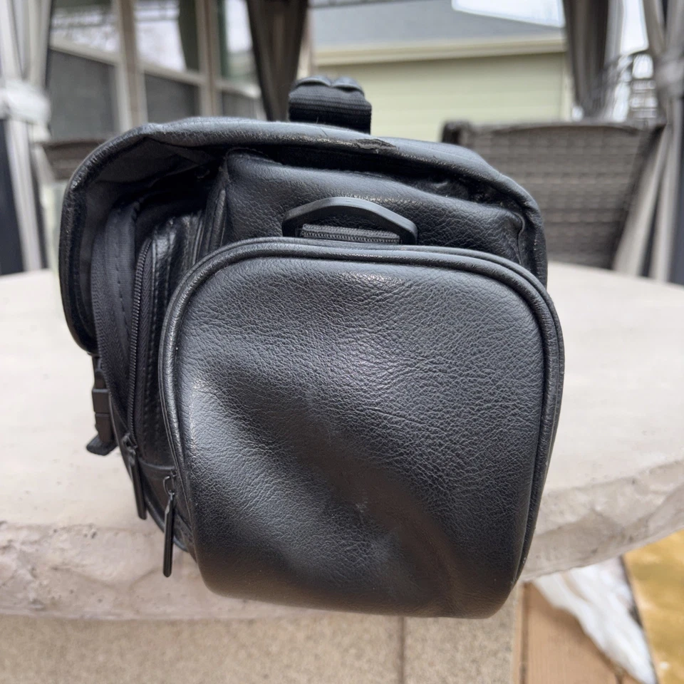 Sony Camera Bag Black Faux Leather Carrying Case W/ Strap Vintage, clean, roomy - Image 4 of 4