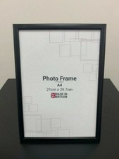 A4 size Matt Black Budget Wooden Picture Frame with MDF strut back and Perspex