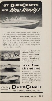 #ad 1956 Print Ad DuraCraft Boats 4 Models Shown MonticelloArkansas $9.88