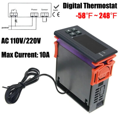 AC110V Digital Fahrenheit Temperature Controller Thermostat Control Relay Sense