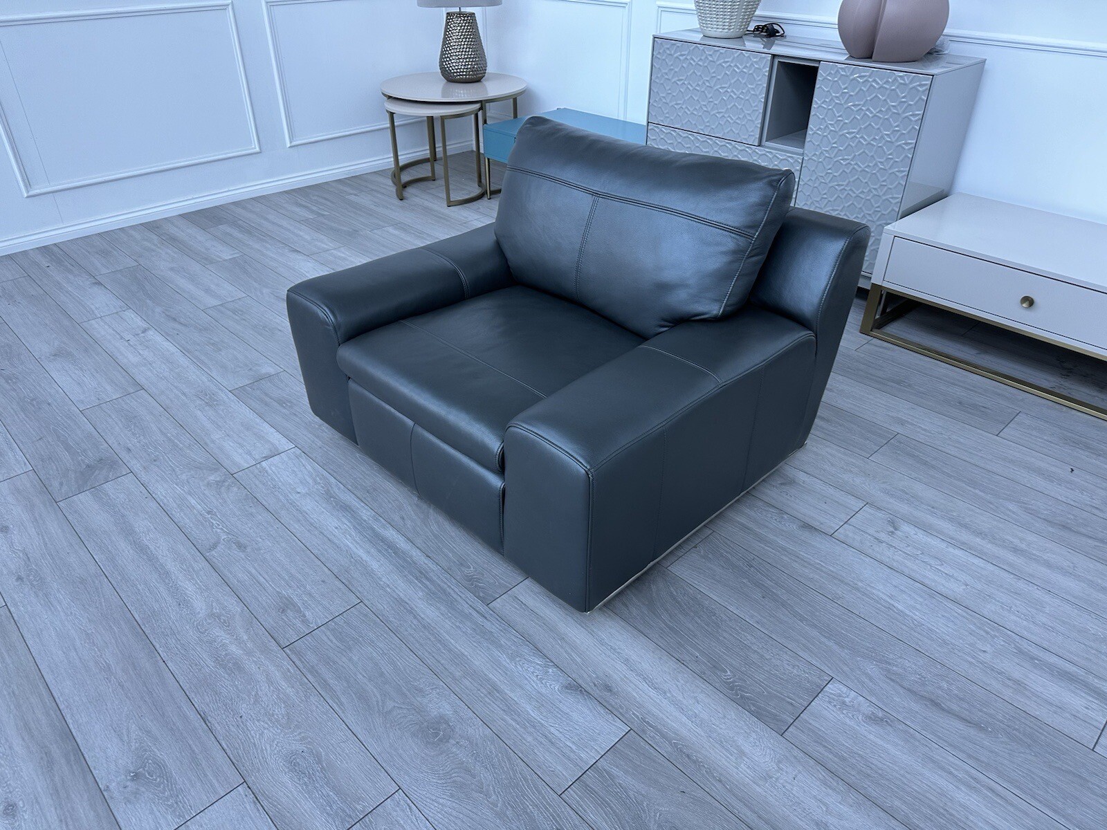 Famous Store New Leather Charcoal Grey Armchair eBay