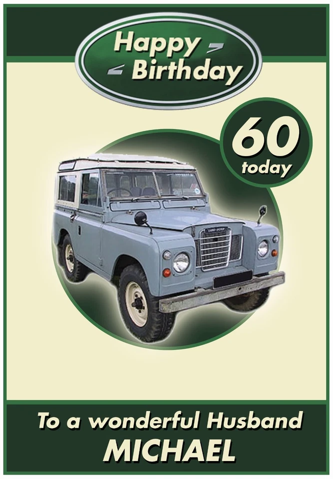 KARMAKARDS Personalised Land Rover Theme Birthday Card (2 Designs)