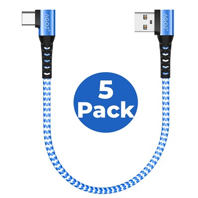 5Pack 5inch Blue USB A to USB C Charger Cable for iPad Pro, iPhone 16 Pro Max 15